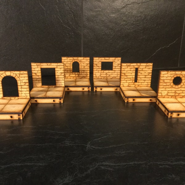 Dungeon Terrain Laser Cut files, Wall Openings Add On, SVG, Glowforge, Dungeons and Dragons, Modular Dungeon, DnD, 3mm, svg, ai, pdf