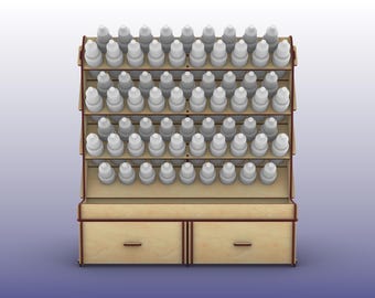 Vallejo & Army Painter Paint Rack with Tray and Drawers laser cutting file for 3mm and 1/8 Inch material, SVG, PDF, Ai