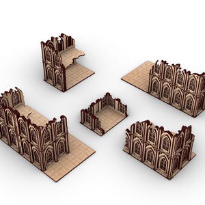 Conjunto de terrenos de torneio, arquivos cortados a laser, SVG, ai, pdf, cenário mdf, terreno de jogo de guerra, 3 mm