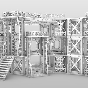 Triangular Tower expansion for The Sectorplex, Laser Cut Files, svg, ai, pdf, Laser cut terrain, scifi scenery, mdf terrain, 28mm wargames