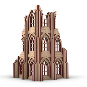 Plik terenu Ruined Cathedral (typ 3), pliki cięte laserowo, SVG, ai, pdf, sceneria mdf, teren do gier wojennych, 3 mm