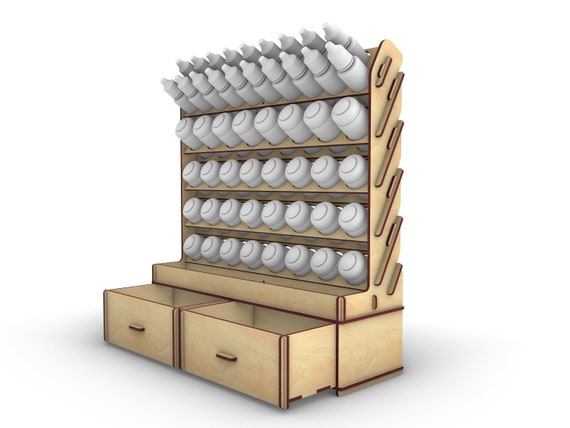 Paint Rack with Tray and Drawers laser cutting file for 3mm and 1/8 Inch material, SVG, PDF, Ai