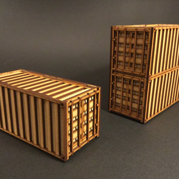 Shipping Container Laser Cut File, SVG, Scatter Terrain, Infinity, 40k, Necromunda, Kill Team,  Wargame Scenery, 2mm, 3mm, ai, pdf