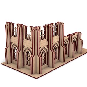 Plik terenu ruin WTC 2-piętrowych, pliki cięte laserowo, SVG, ai, pdf, sceneria mdf, teren do gier wojennych, 3 mm