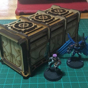 Shipping Container Laser Cut File, Scatter Terrain, Glowforge, 40k, Necromunda, Kill Team, Infinity, Scifi Scenery, svg, ai, pdf, dxf