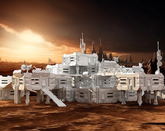 HABスタックカットファイル、SVG、AI、PDF、レーザーカット地形、SF風景、3mm、28mm産業用ウォーゲーム