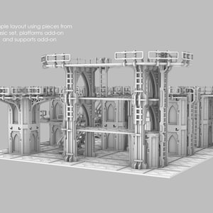 Unterstützt Add-On für Sector Necropolis Laser Cut Files, svg, ai, pdf, Lasercut-Gelände, Scifi-Landschaft, 3 mm, 28 mm Wargaming