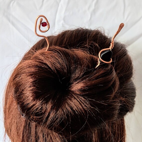 Pair Of Twisty Copper Hair Pins Hair Forks Hair Sticks Etsy
