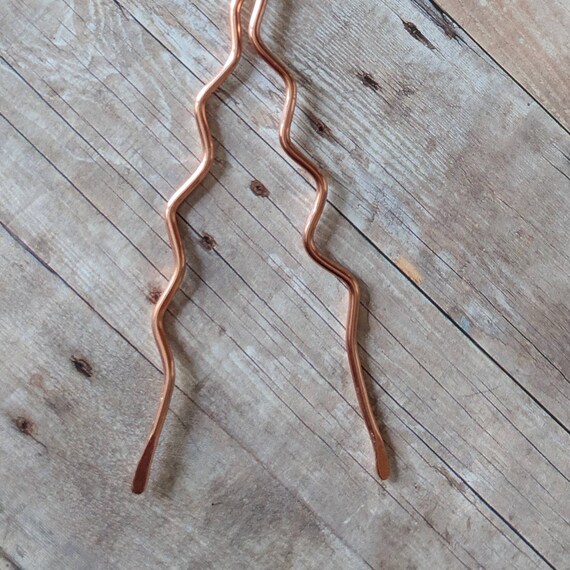 Pair Of Twisty Copper Hair Pins Hair Forks Hair Sticks Etsy