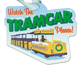Wildwood NJ Tramcar Wood Christmas Ornament - Beach Holiday Decor