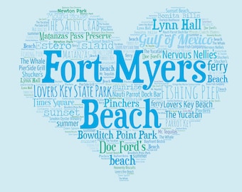 A Day in Fort Myers Beach, FL - Matted Art Print (11x14" or 16x20")