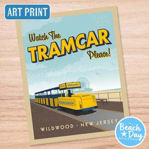 Watch the Tramcar Please! Wildwood Boardwalk Art Print, New Jersey, 11x14 afbeelding 1