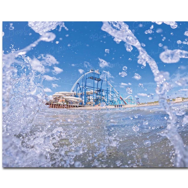 In The Waves, North Wildwood NJ - 11x14" Art Print - The Nor'Easter rollercoaster at Morey's Surfside Pier on the Wildwood Boardwalk