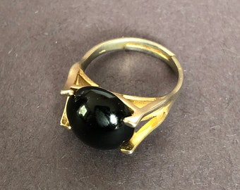 Vintage Black Circle Gold Ring