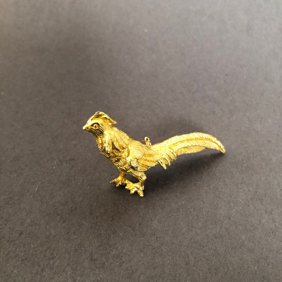 1970s Vintage Gold Bird Brooch - image 1