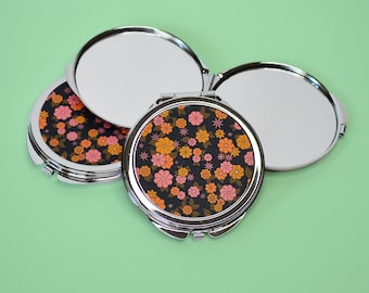 Floral Compact Mirror | 1960s Style Groovy Pocket Mirror