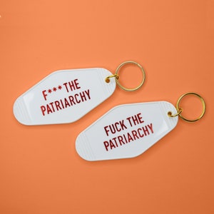 F The Patriarchy Keychain | Motel Keychain | Vintage Hotel Tag | Red Era