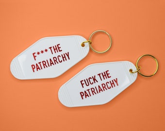 F The Patriarchy Keychain | Motel Keychain | Vintage Hotel Tag | Red Era