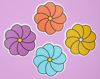 Vintage Style Daisy Stickers 4-Pack | Retro Flower Power, Vinyl Decals