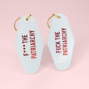 F The Patriarchy Keychain | Motel Keychain | Vintage Hotel Tag | Red Era