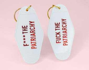 F The Patriarchy Keychain | Motel Keychain | Vintage Hotel Tag | Red Era