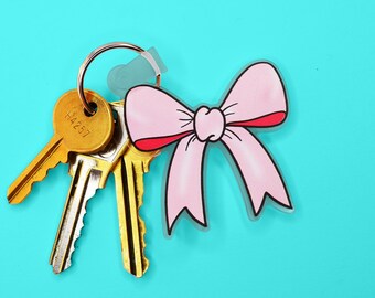 Pink Bow Keychain | Acrylic Purse Charm
