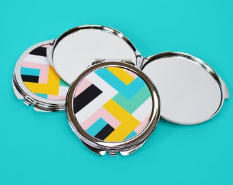 Retro Geometric Pocket Mirror | 60s Style Compact Mirror