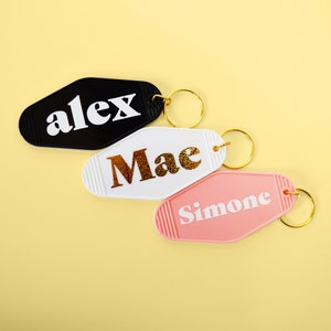 Custom Name Motel Keychain | Bold Print Font | Cute Car Accessories | Personalized Gift