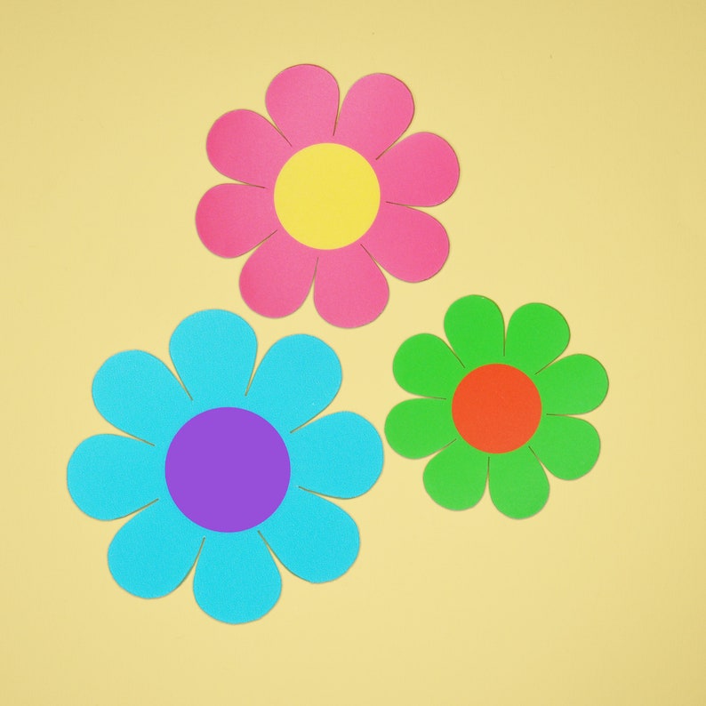 Mod Flower Stickers 3 Pack Large Size Groovy Flower Etsy