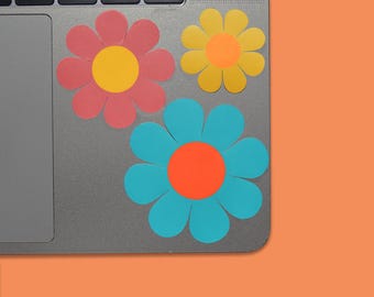 Retro Flower Power Stickers | 60s Mod Vinyl Decal, 3-Pack
