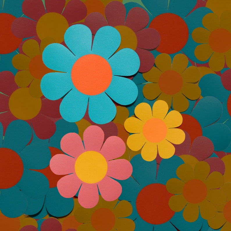 Retro Flower Power Stickers | 60s Mod Vinyl Decal, 3-Pack bild 3