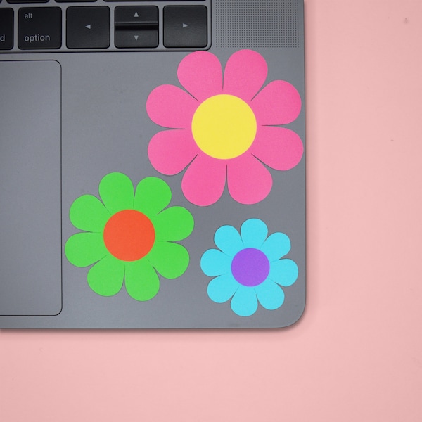 Mod Flower Stickers 3 Pack || Small Sizes || Groovy Flower Power Stickers || 3 Sizes || Cute Retro Flower Stickers || Vinyl Stickers ||