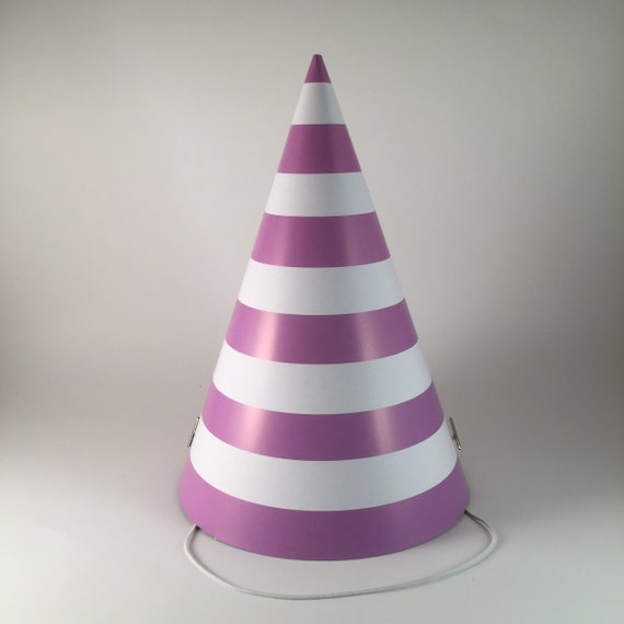 12 Party Hats Purple Stripes Set of 12 