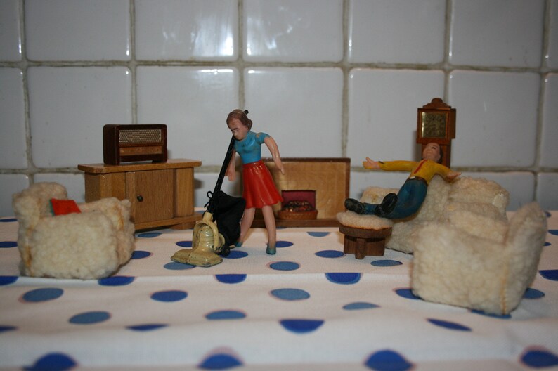 Vintage 1970s dolls house lounge furniture & dolls Lundby Etsy