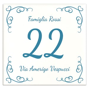 Personalized House Number Tile 15 x 15 cm with your address and house number M02