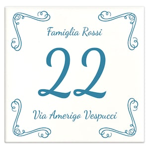 Personalized House Number Tile 15 x 15 cm with your address and house number M07