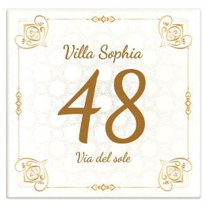 Personalized House Number Tile 15 x 15 cm with your address and house number B03