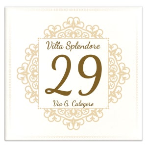 Personalized House Number Tile 15 x 15 cm with your address and house number B01