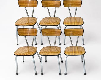 Set of six Belgian modernist dining chairs dating to the 1960s.