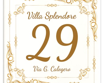 Personalized House Number Tile 15 x 15 cm with your address and house number B02
