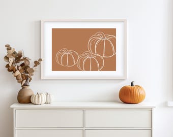 Lámina decorativa de calabazas para imprimir / Decoración de otoño