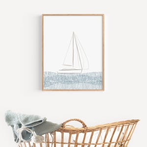 Sailing Print, PRINTABLE Sailboat Nursery Art, Nautical Nursery Print, Sailboat Wall Art, Watercolor Sailboat, Coastal Kids Bathroom
