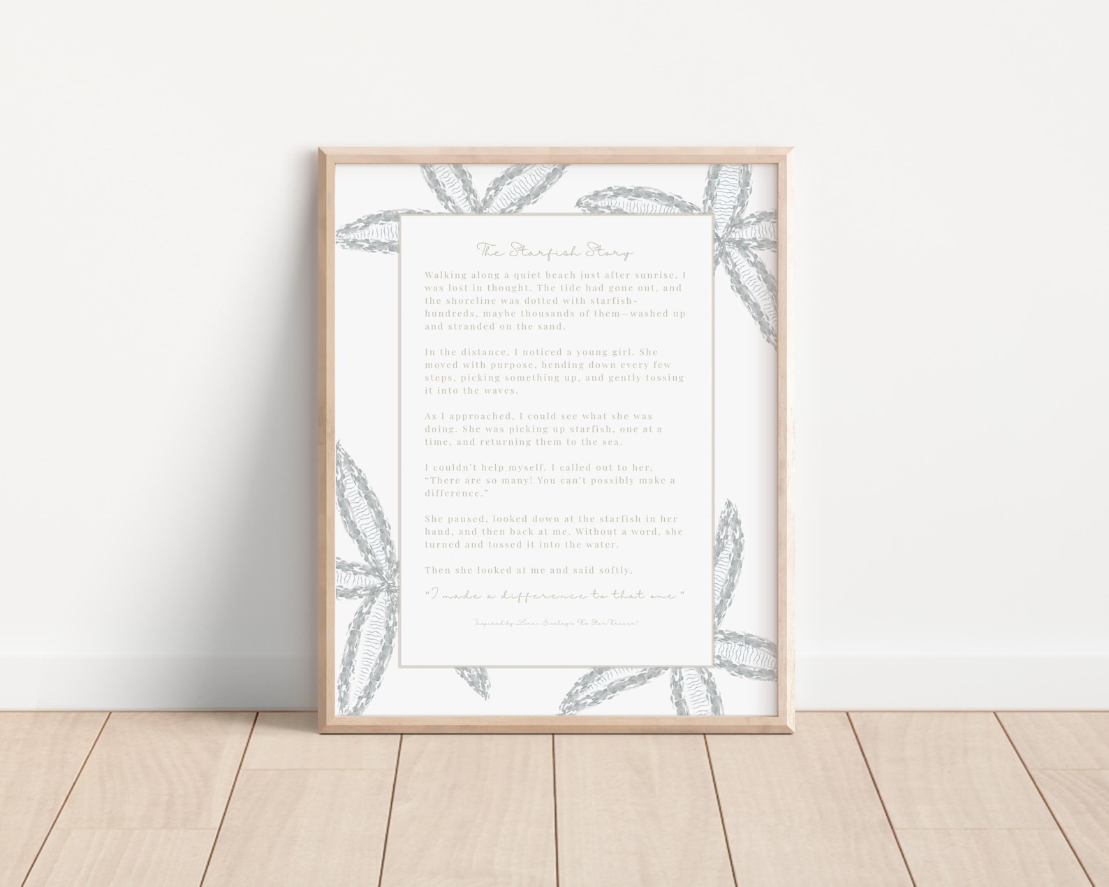 The Starfish Story Print, PRINTABLE Starfish Wall Art, Watercolor