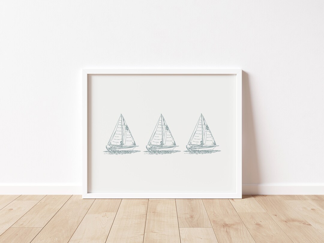 Printable Sailboat Painting, Nautical Sailboat Print, Watercolor Sails ...