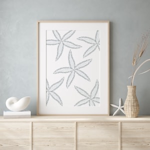 Starfish Prints, Starfish Watercolor Art, Printable Wall Art Coastal Home Decor Beachy Wall Art Starfish Blue Print Modern Beach House Decor