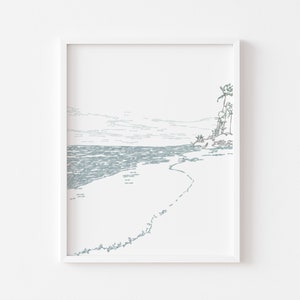 Beach Scene Print, Watercolor Tropics Art, Beach Art, Printable Caribbean Beach Poster, Coastal Home Wall Art