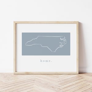 North Carolina Home Print, PRINTABLE Home State Art, NC Map Wall Art, State Illustration, NC Poster, Watercolor State Map, Housewarming Gift