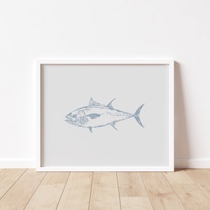 Tuna Wall Art, Tuna Fish Print, Gift for Fishermen, Printable Bluefin Tuna Art, Fish Art, Tuna Line Art Poster, Deep Sea Fish Wall Decor