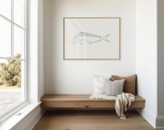 Mahi Mahi Wall Art, Gifts for Dad, Watercolor Line Art, Gifts for Fishermen, Sport Fish Print, Dolphinfish Painting, Mahi Mahi Art Print