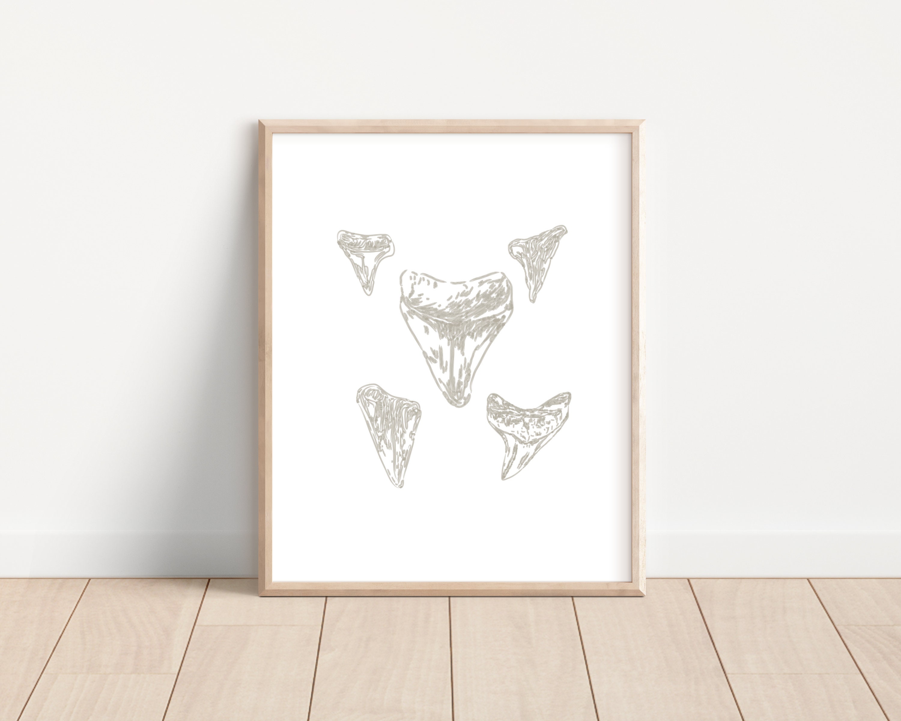 Shark Teeth Print, Printable Shark Teeth Art Poster, Gift for Shark